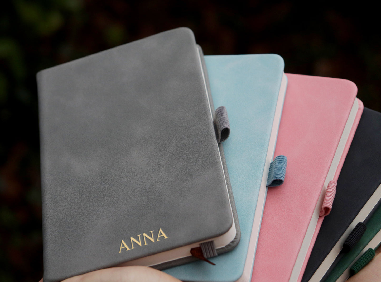 Personalised Notebook, Gold embossing, Vegan leather, A6
