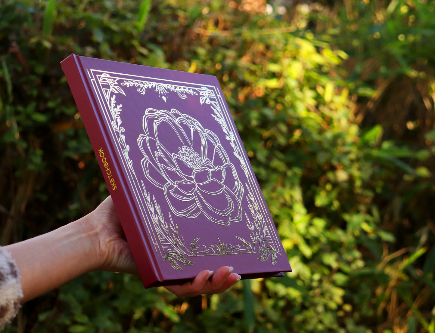 Personalised sketchbook, Art book, Hard cover, Gold embossing, Red