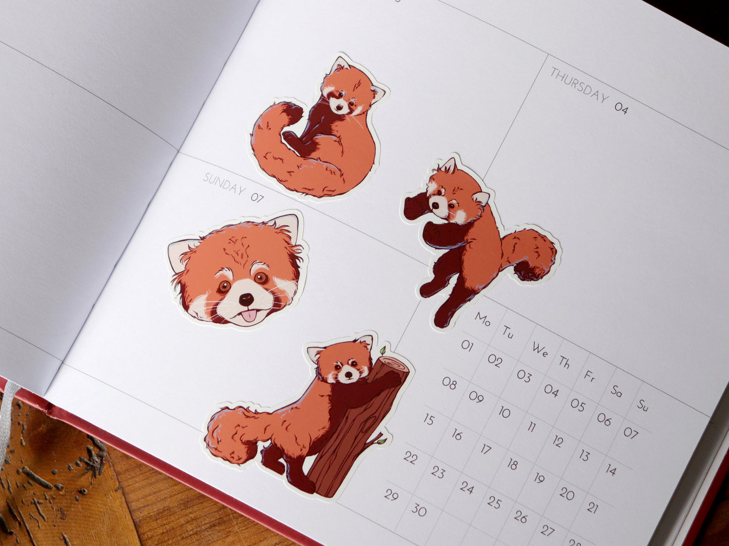 Red panda sticker sheet, vinyl