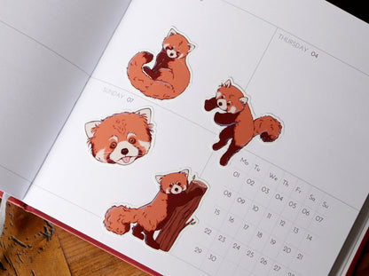Red panda sticker sheet, vinyl