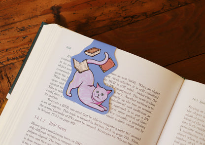 Magnetic bookmark, Book Lover Gift, Cat with books