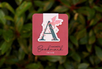 Pesonalised Magnetic bookmark, Initial, Magic bookmark, Dragon