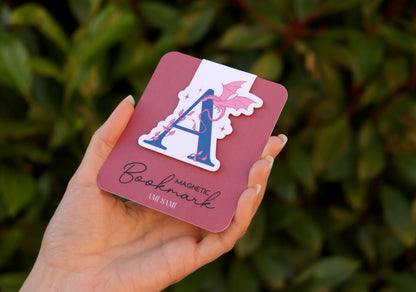 Pesonalised Magnetic bookmark, Initial, Magic bookmark, Dragon