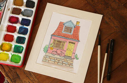 Hand drawn Watercolor Date Spot painting, First Date Venue A5