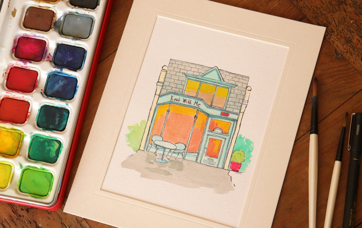 Hand drawn Watercolor Date Spot painting, First Date Venue A5