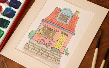 Hand drawn Watercolor Date Spot painting, First Date Venue A5