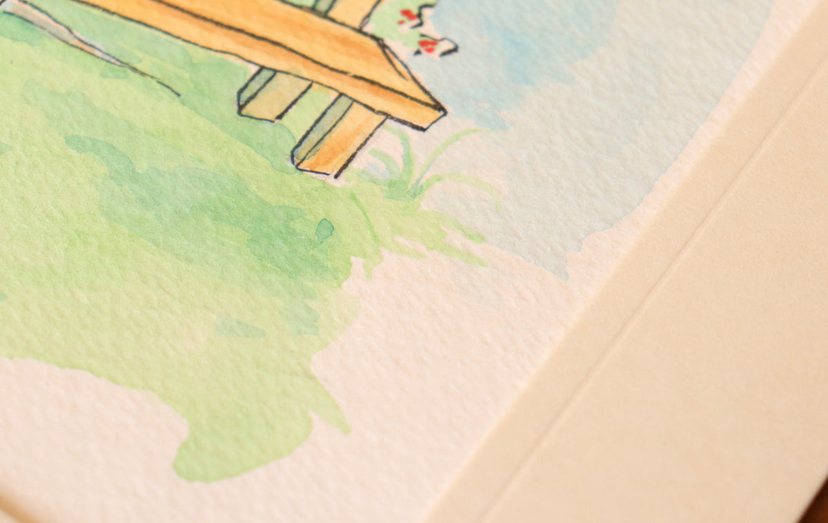 Hand drawn Watercolor Date Spot painting, First Date Venue A5