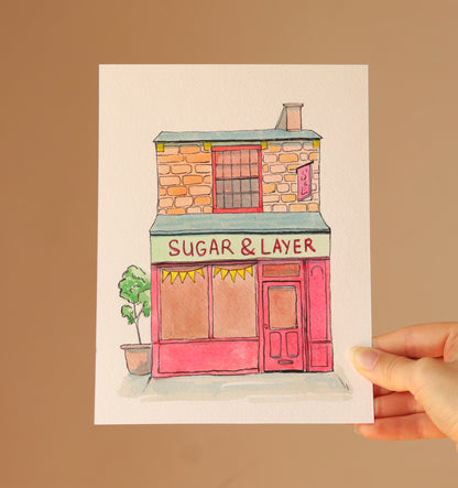 Hand drawn Watercolor Date Spot painting, First Date Venue A5