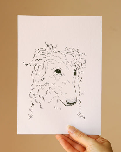 Hand-drawn Pet Portrait, Custom original Pet Illustration, A5