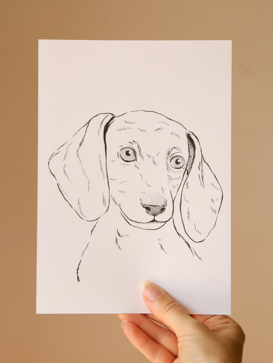 Hand-drawn Pet Portrait, Custom original Pet Illustration, A5
