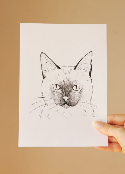 Hand-drawn Pet Portrait, Custom original Pet Illustration, A5