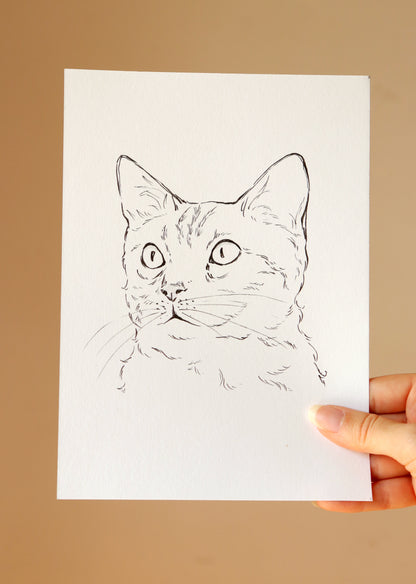 Hand-drawn Pet Portrait, Custom original Pet Illustration, A5