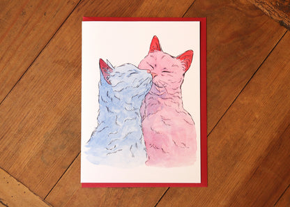 Love Greeting card, 2 Cats lovers gift, Anniversary card, Valentine's day gift