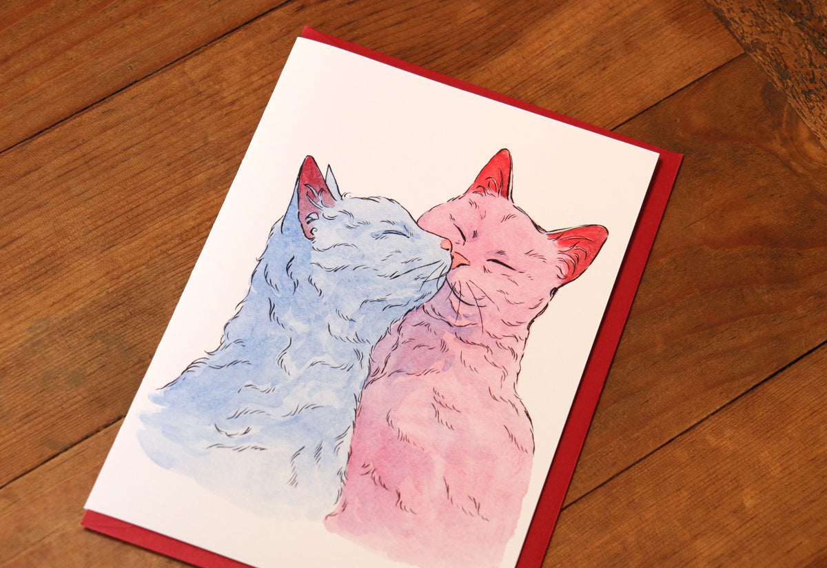 Love Greeting card, 2 Cats lovers gift, Anniversary card, Valentine's day gift