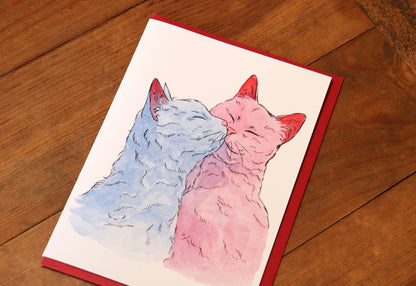 Love Greeting card, 2 Cats lovers gift, Anniversary card, Valentine's day gift