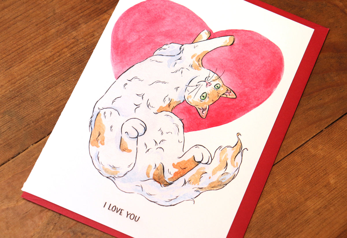 I love You Greeting card, cat lovers gift, Anniversary card, Love card, Valentine's day gift