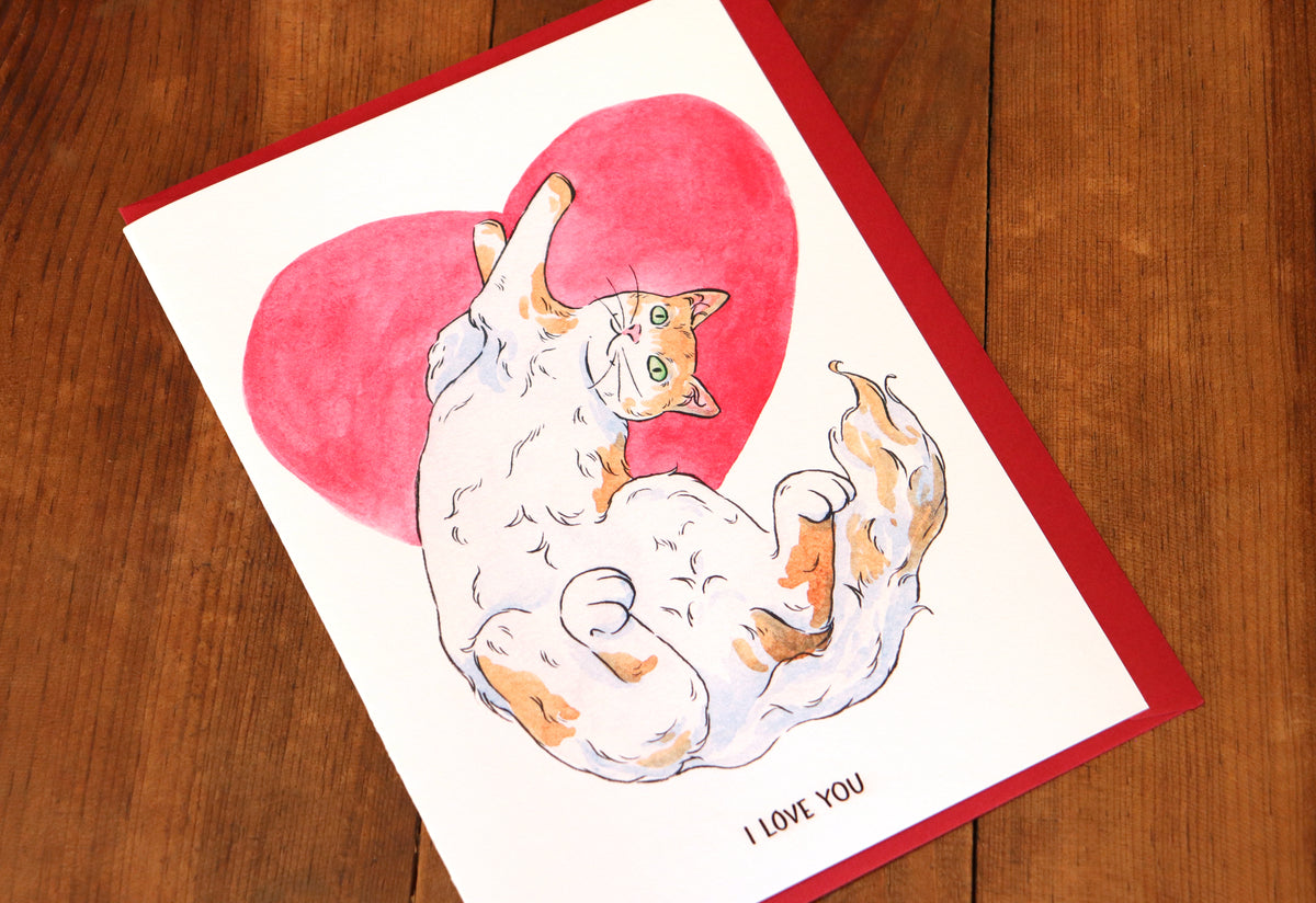 I love You Greeting card, cat lovers gift, Anniversary card, Love card, Valentine's day gift