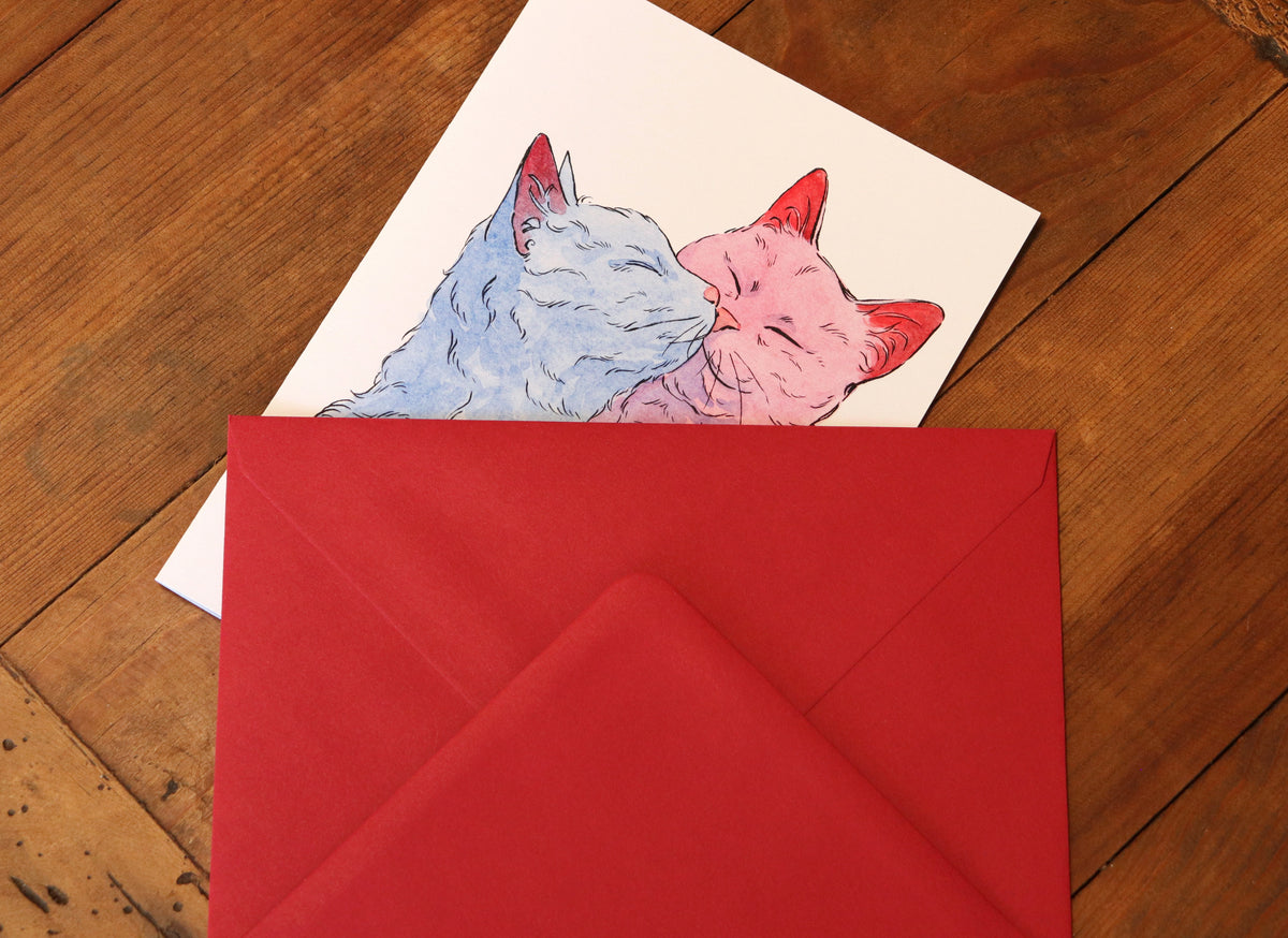 Love Greeting card, 2 Cats lovers gift, Anniversary card, Valentine's day gift