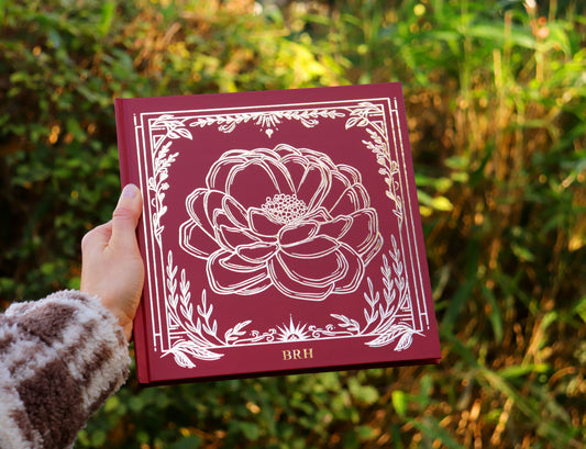 Personalised sketchbook, Art book, Hard cover, Gold embossing, Red