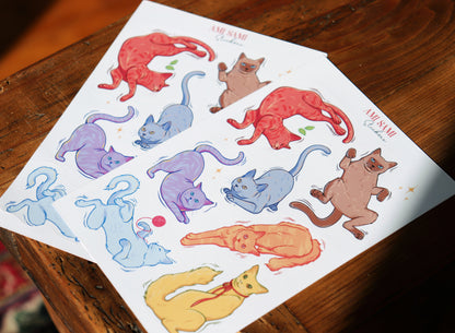 Cats sticker sheet. Vinyl