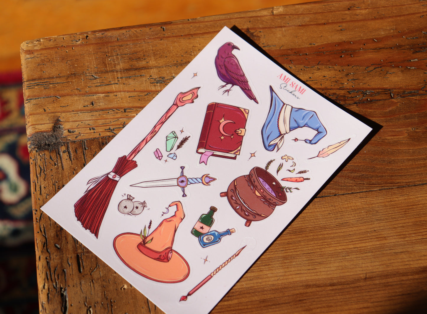 Witchy sticker sheet, Vinyl. Magic stickers sheet