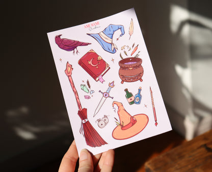 Witchy sticker sheet, Vinyl. Magic stickers sheet