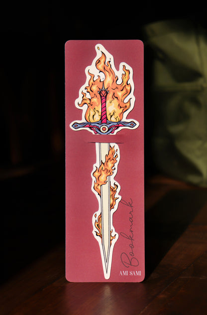 Fire Sword Bookmark, Fantasy Sword