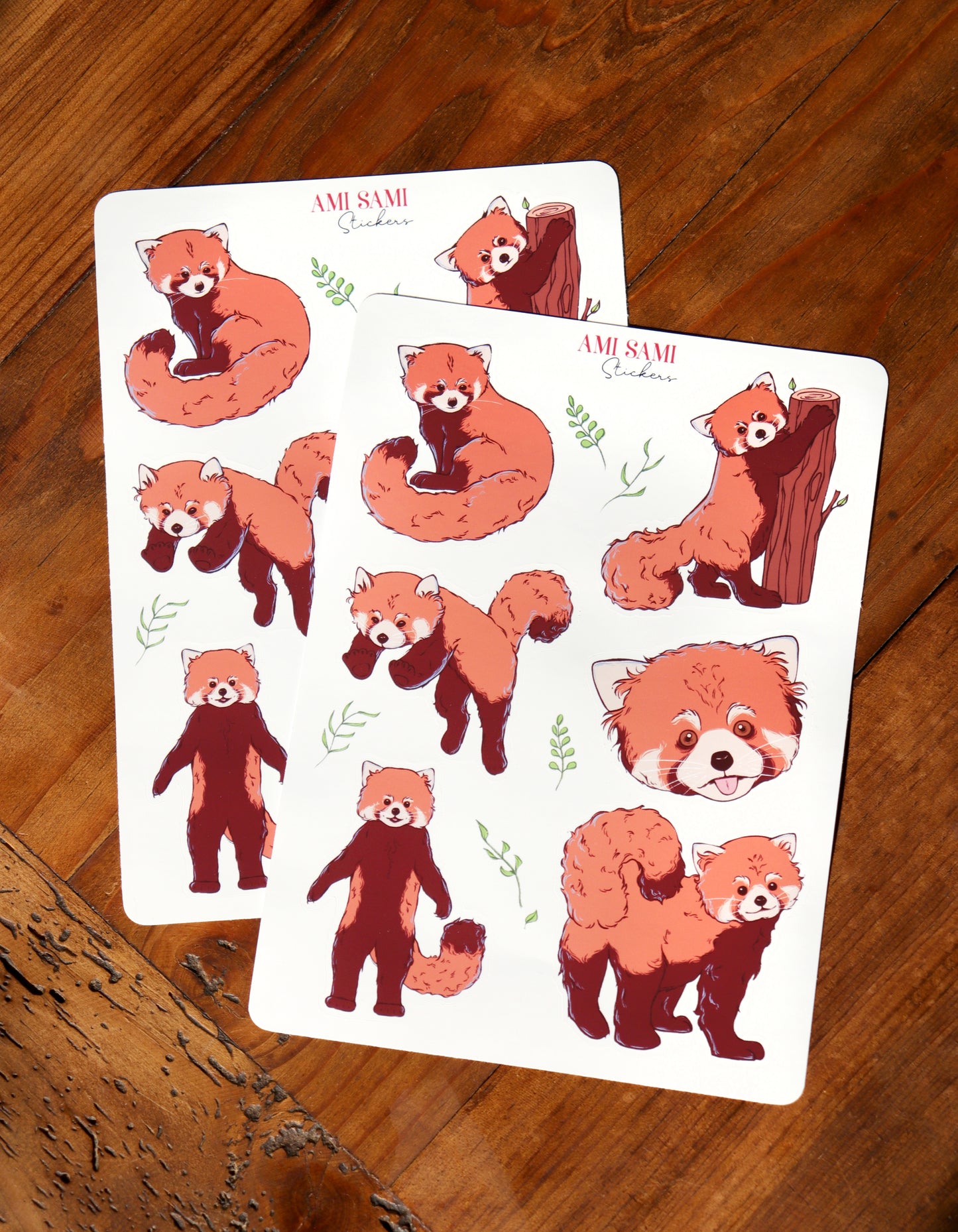 Red panda sticker sheet, vinyl