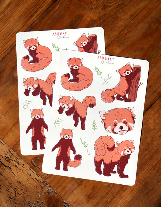 Red panda sticker sheet, vinyl