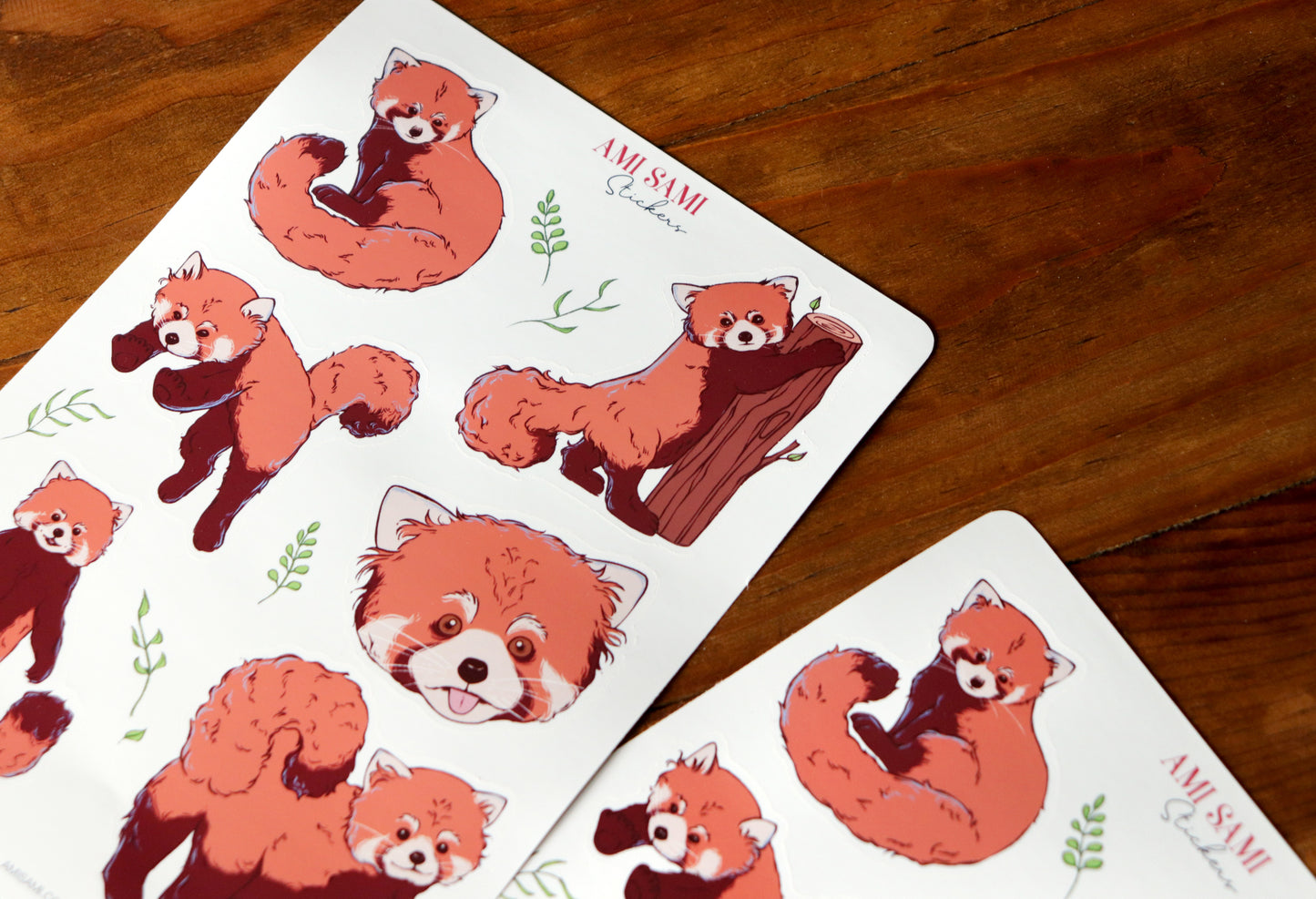 Red panda sticker sheet, vinyl