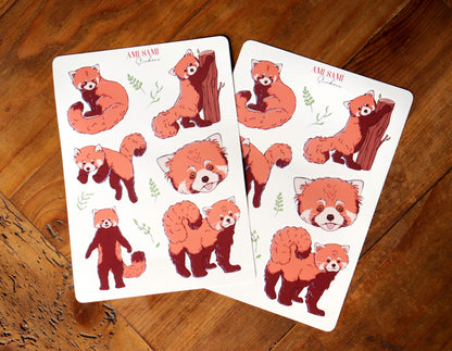 Red panda sticker sheet, vinyl