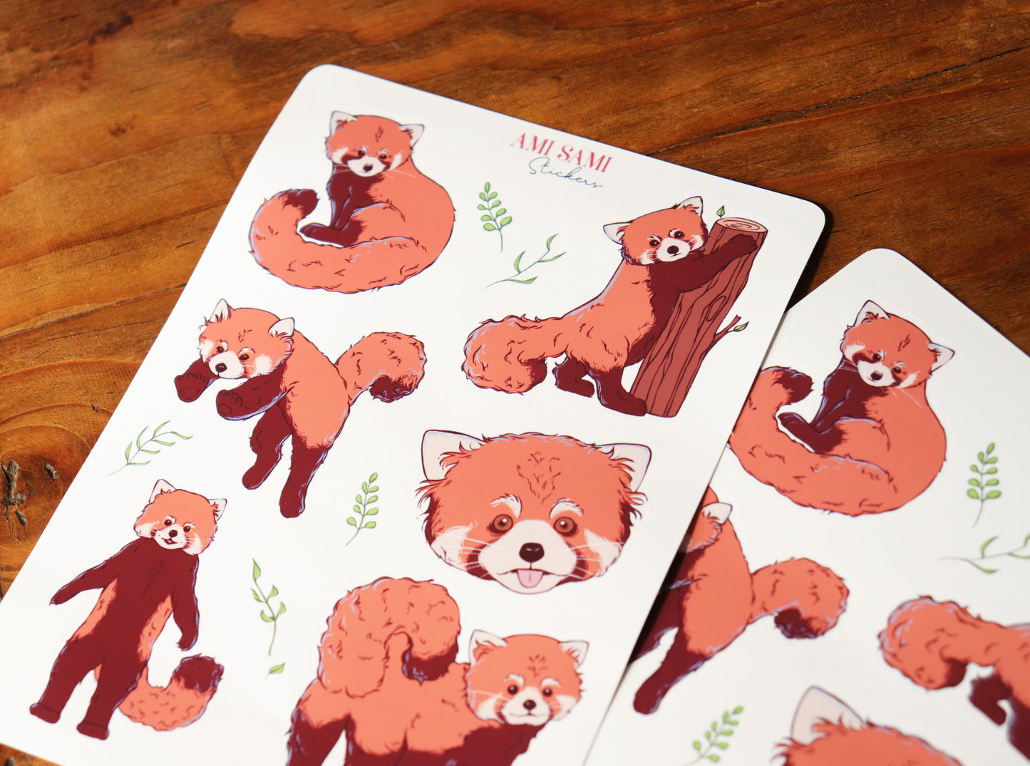 Red panda sticker sheet, vinyl